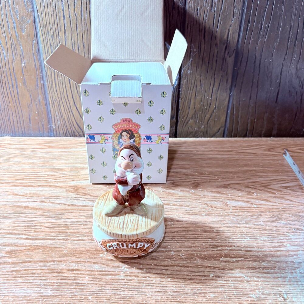 Antique Snow White And The 7 Dwarfs "Grumpy" Rotating Music Box! Works Great!